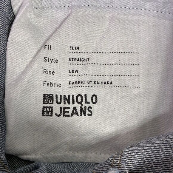 Uniqlo Men’s Jeans 33x34 Slim Straight Low Rise Denim Blue Kaihara Stretch - Picture 7 of 8
